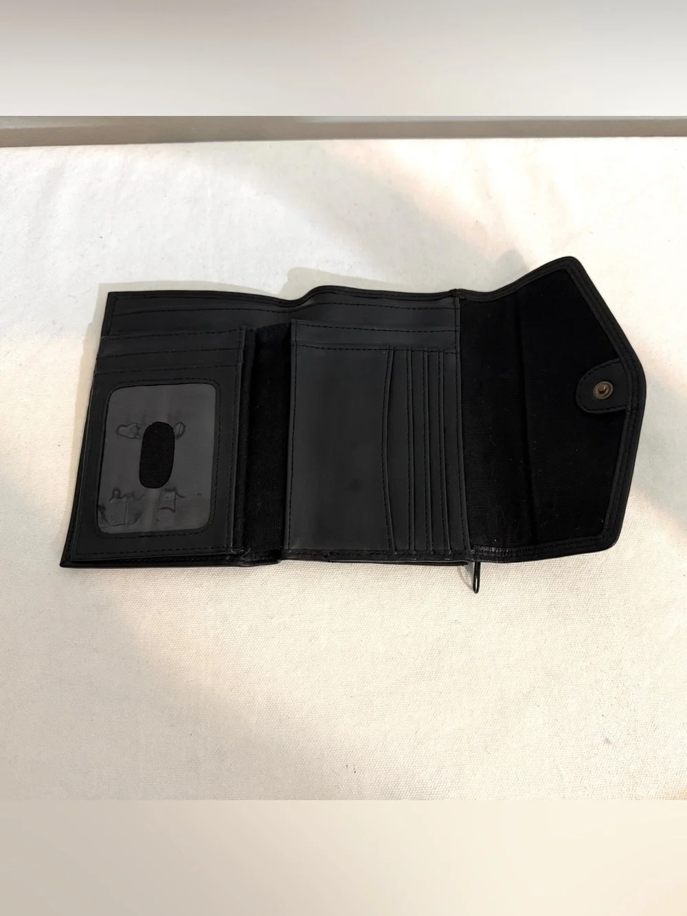 Fossil Black Genuine Leather Wallet Vintage Snap Closure Y2K